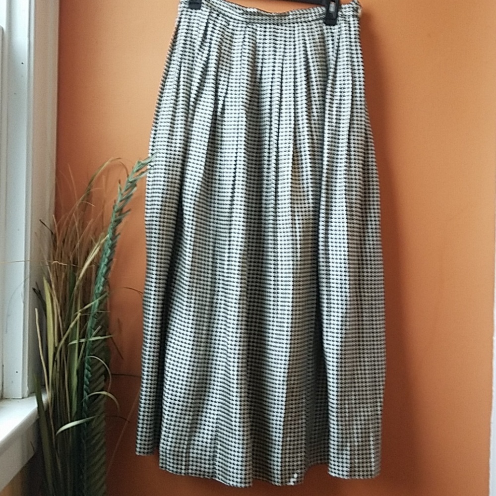 Ralph Lauren Silk Houndstooth Long Skirt